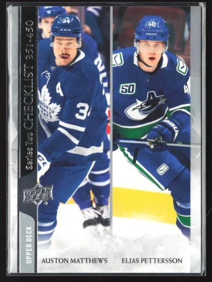 2020 2020-21 Upper Deck Auston Matthews / Elias Pettersson CL Hockey card — Front