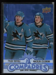 2025 2025-26 Upper Deck Macklin Celebrini / Tyler Toffoli Hockey card front — Card Source Canada
