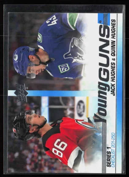 2019 2019-20 Upper Deck Jack Hughes / Quinn Hughes Hockey card — Front