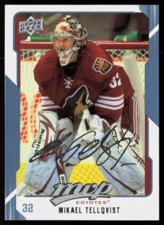 2008 2008-09 Upper Deck MVP Mikael Tellqvist Hockey card front — Card Source Canada